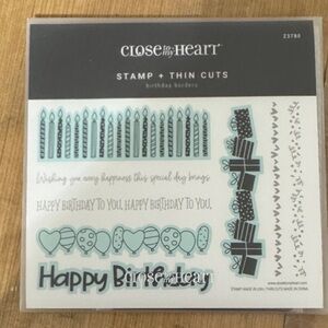 Close To My Heart Birthday Stamp + Thin Cuts - Blue Accents